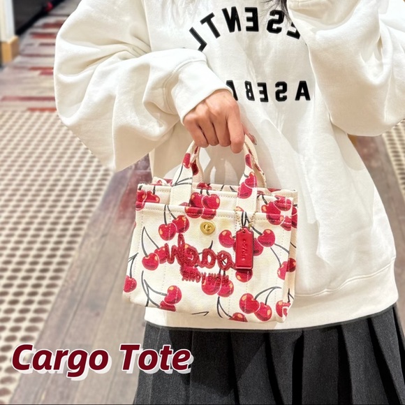 NWT Coach Cargo Mini Cherry Print Canvas Tote Bag 20 - Picture 9 of 17